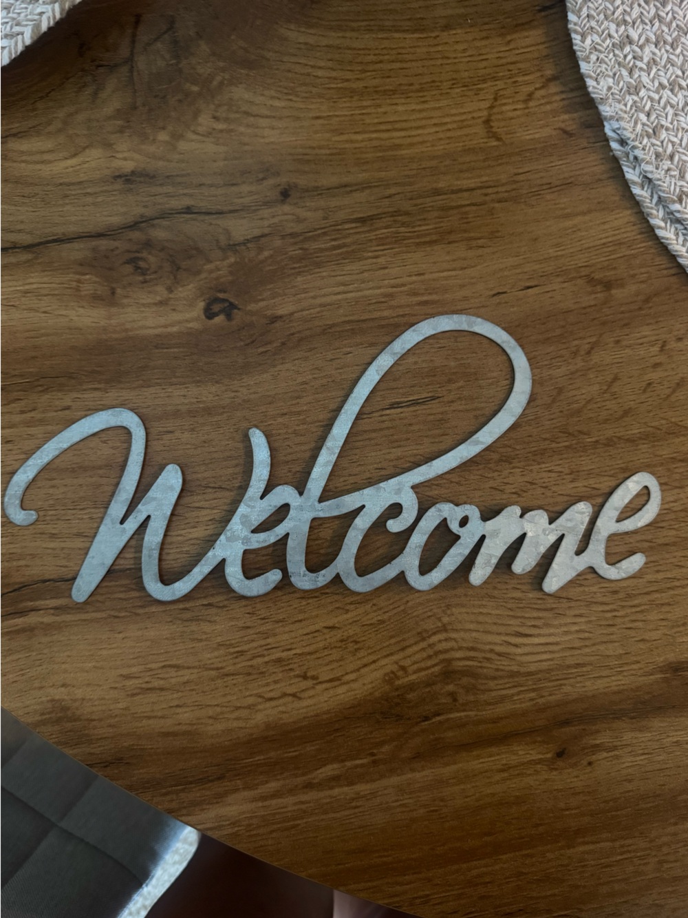 Metal Welcome Script Wall Sign - Silver